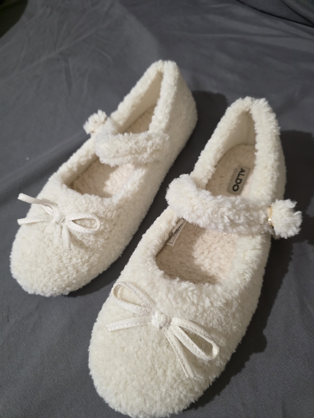 Aldo Cream Sherpa Mary Jane Slippers
